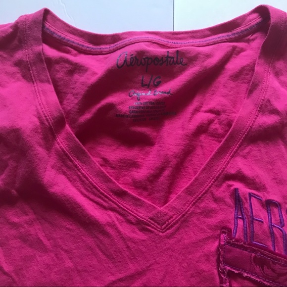 🛍 Aero Pink V Neck Short Sleeve Shirt - Picture 3 of 3